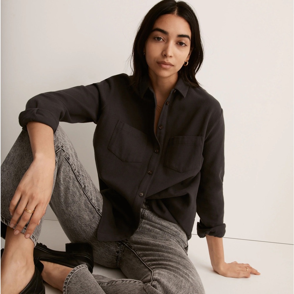 Madewell Drapey Moleskin Button-Down Shirt Size Small